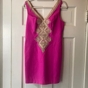 Lilly Pulitzer Pink & Gold Shift Dress